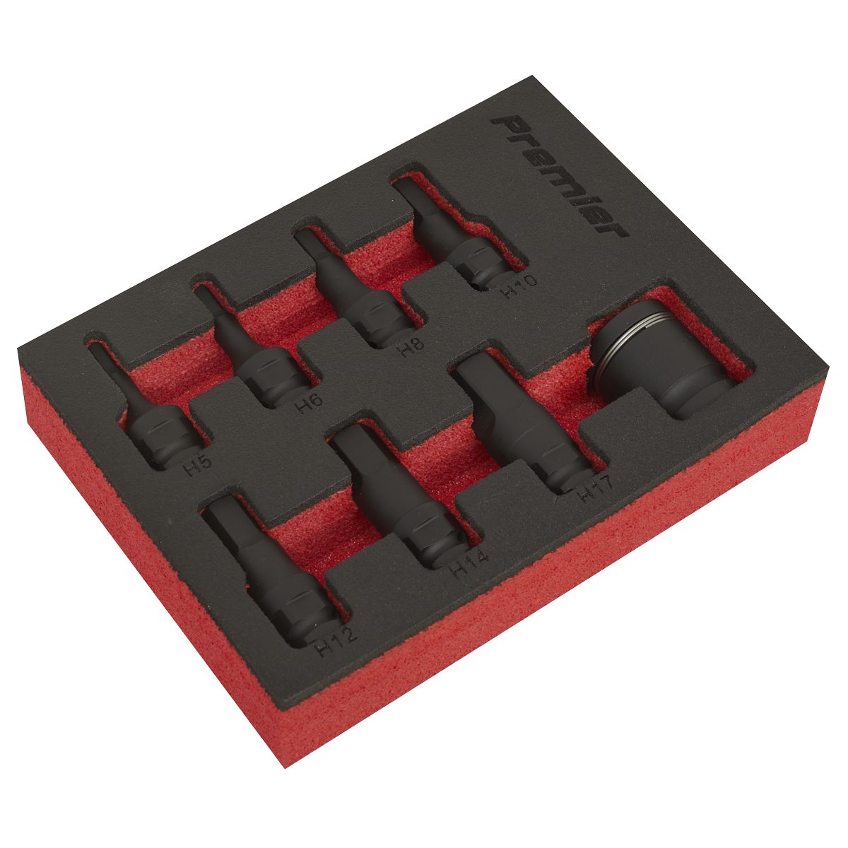 Sealey Premier Hex Impact Socket Bit Set 3/8"Sq Drive 8pc - Image 1
