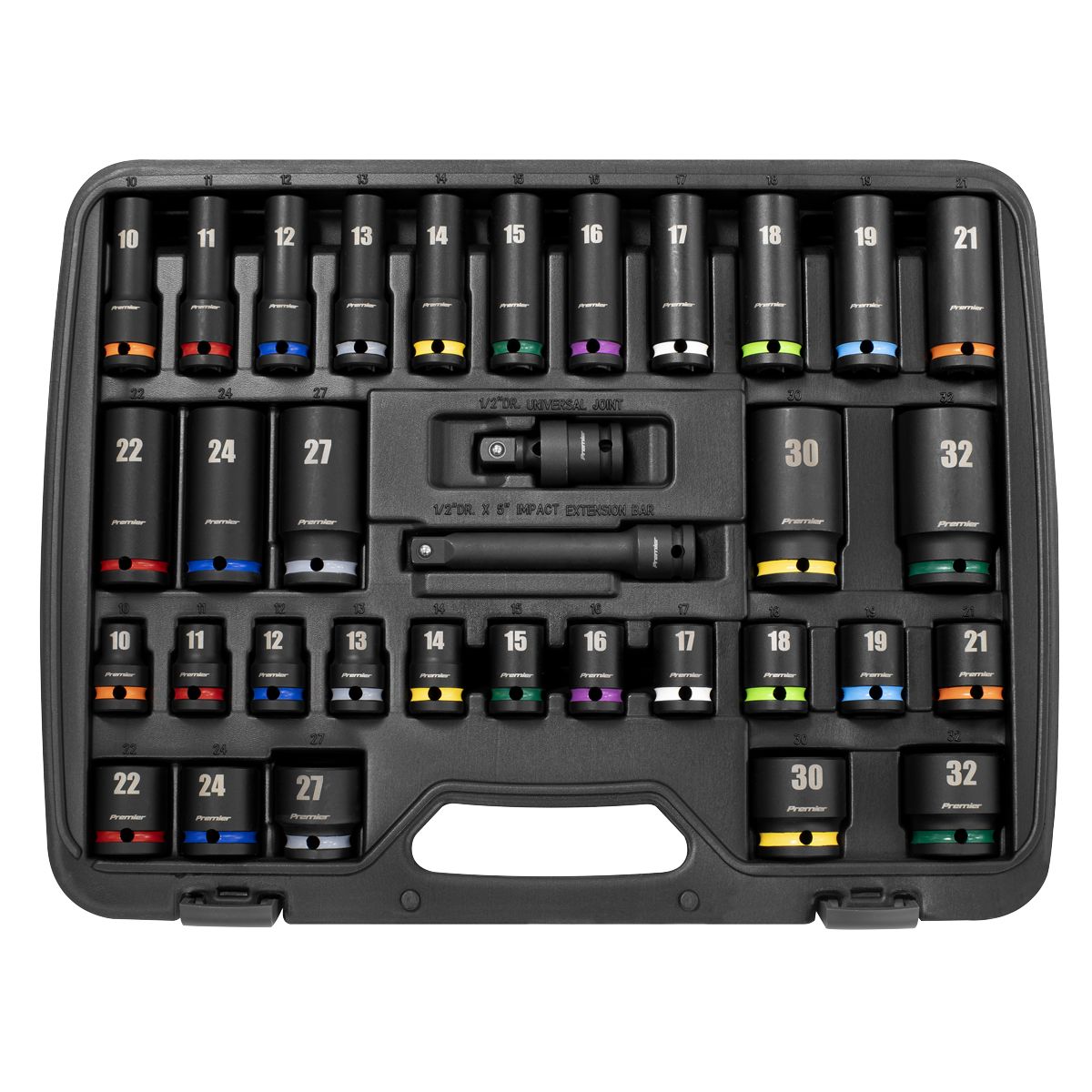 Sealey Premier Impact Socket Set 1/2"Sq Drive 34pc - Image 7