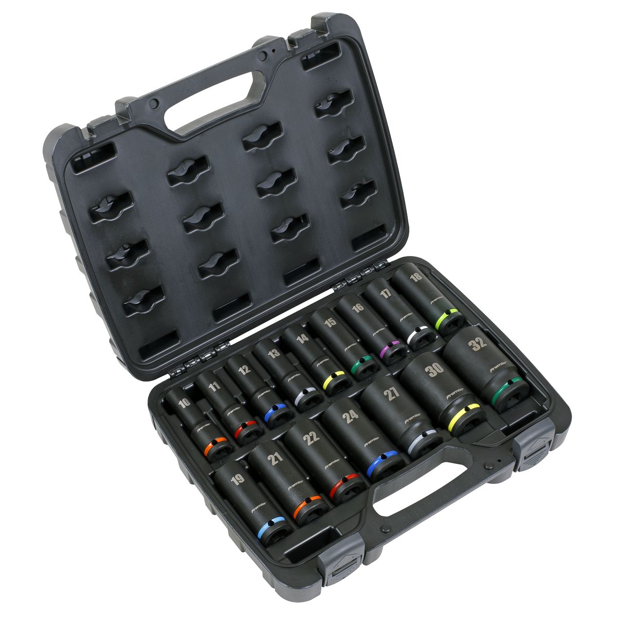 Sealey Premier Deep Impact Socket Set 1/2"Sq Drive 16pc - Image 1
