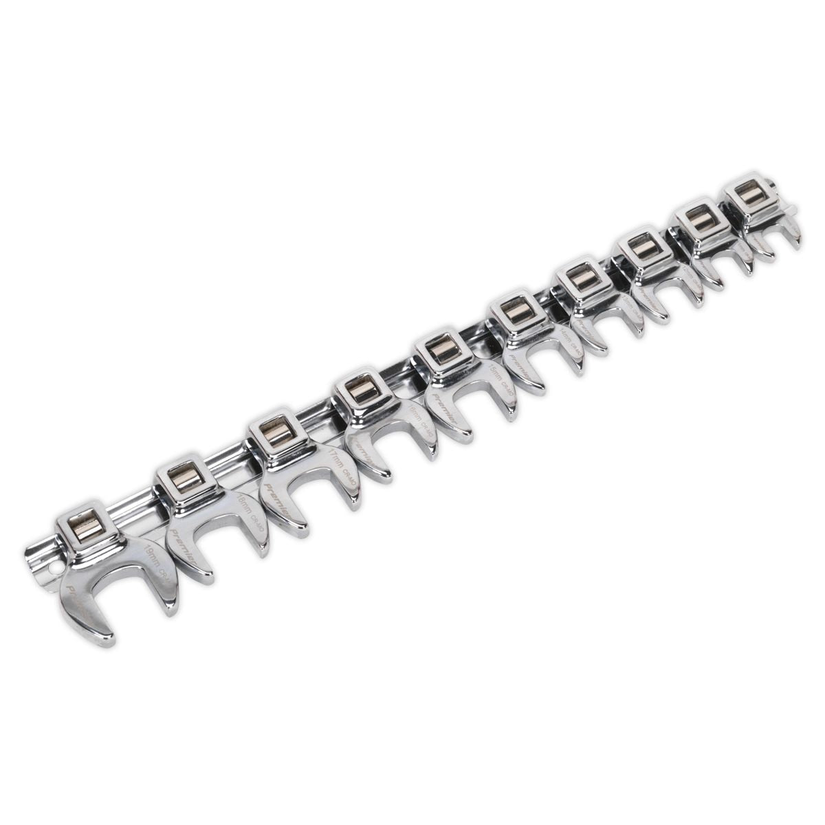 Sealey Premier Crow's Foot Open-End Spanner Set 3/8"Sq Drive 10pc - Image 1