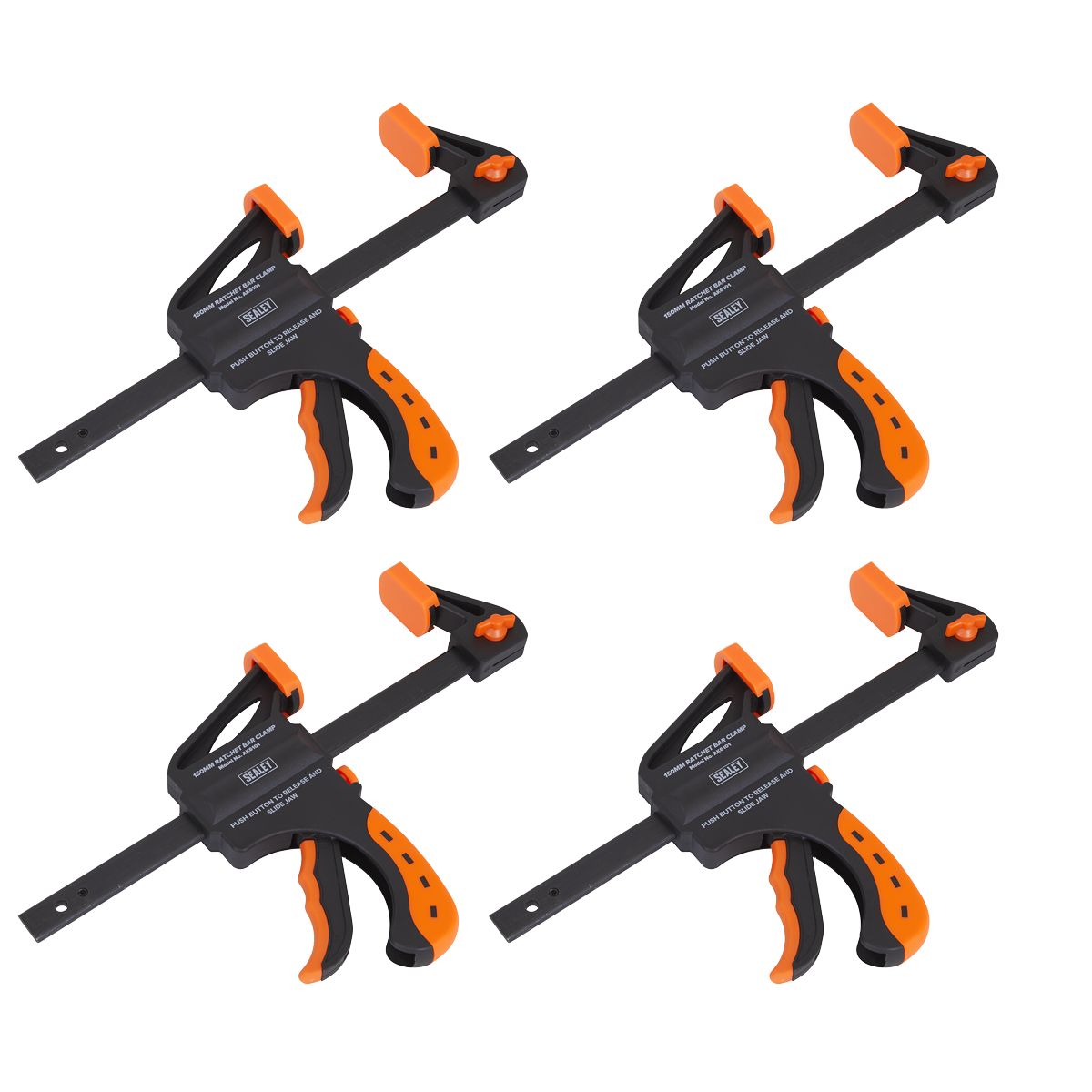 Sealey Ratchet Bar Clamp Set 150mm 4pc - Image 1