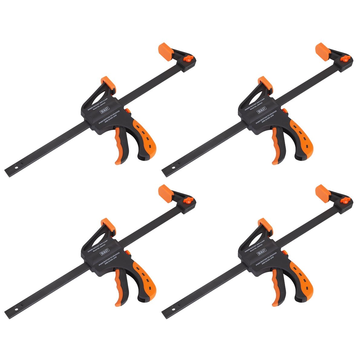 Sealey Ratchet Bar Clamp Set 300mm 4pc - Image 1