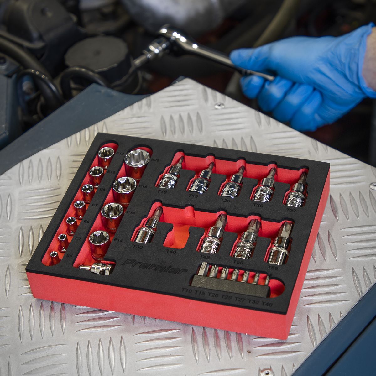 Sealey Premier TRX-Star* Socket & Security Bit Set 1/4"Sq & 3/8"Sq Drive 29pc - Image 7