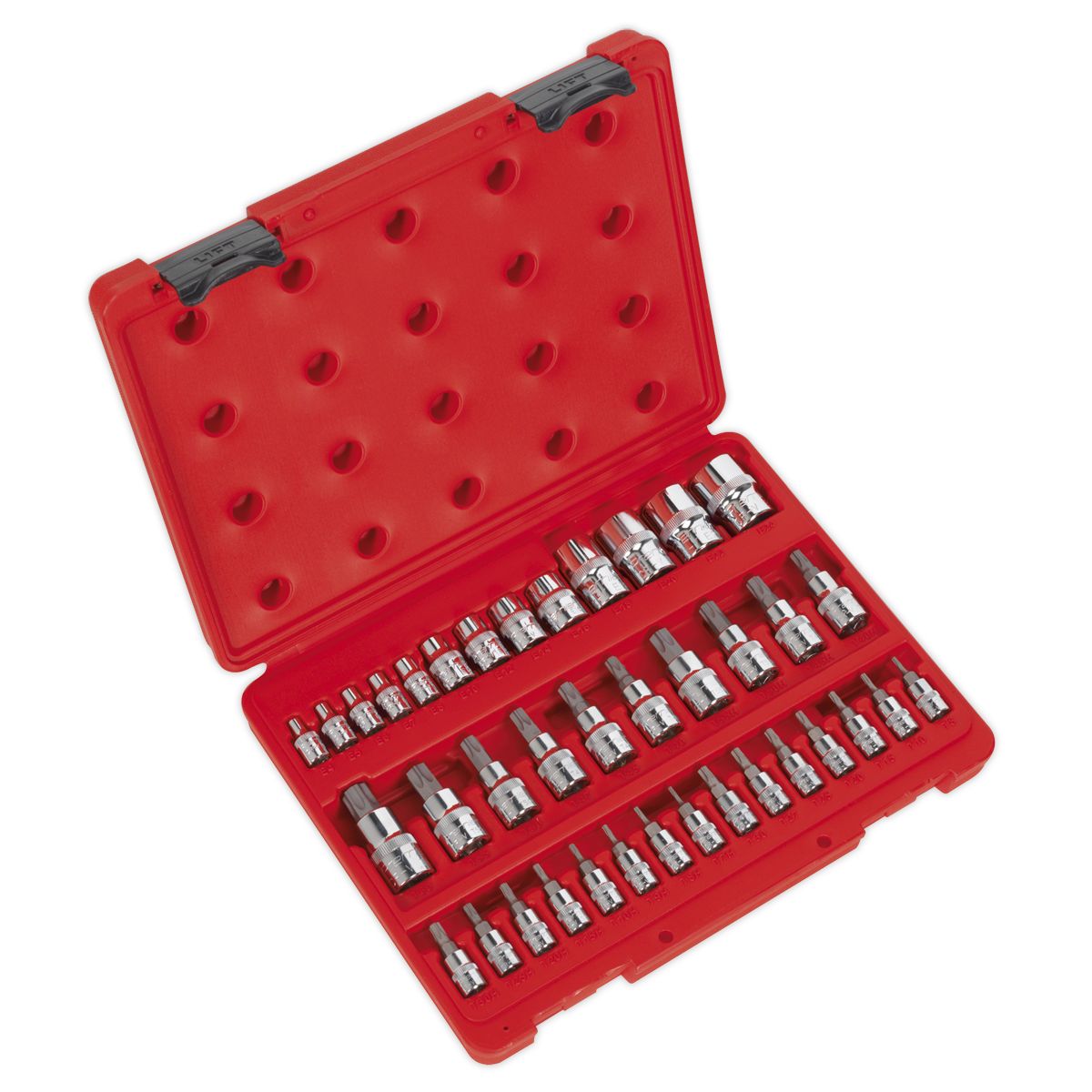 Sealey Premier TRX-Star* Socket & Security Socket Bit Set 1/4", 3/8" & 1/2"Sq Drive 38pc - Image 1