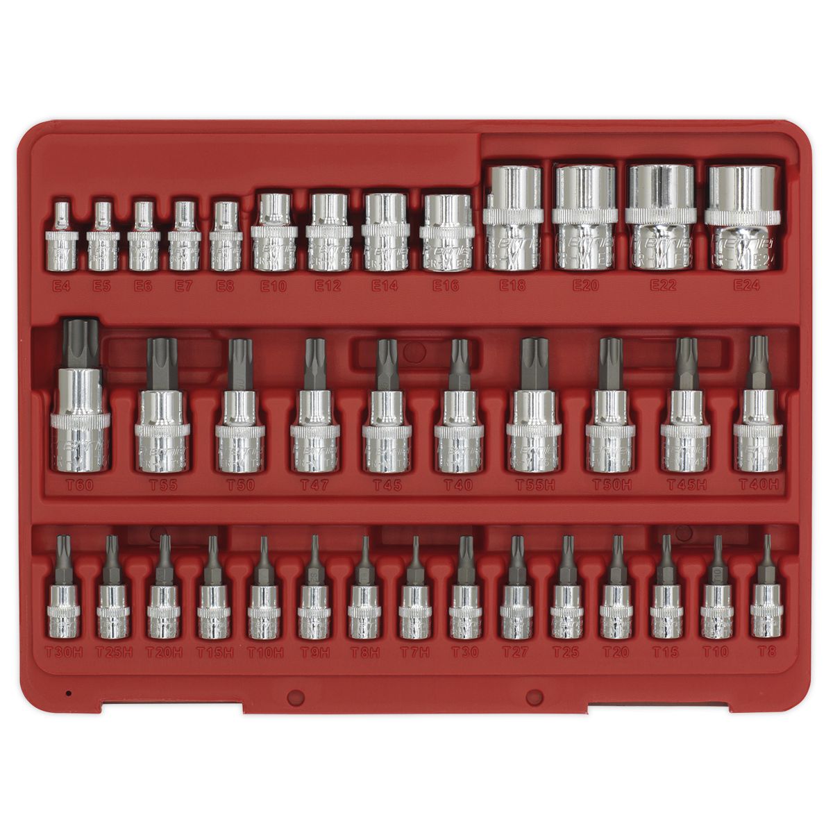 Sealey Premier TRX-Star* Socket & Security Socket Bit Set 1/4", 3/8" & 1/2"Sq Drive 38pc - Image 2
