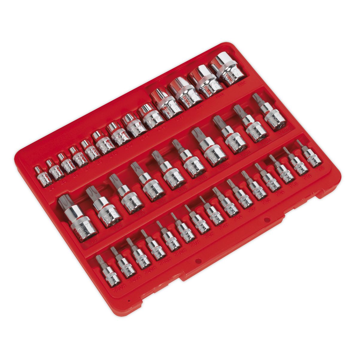 Sealey Premier TRX-Star* Socket & Security Socket Bit Set 1/4", 3/8" & 1/2"Sq Drive 38pc - Image 6