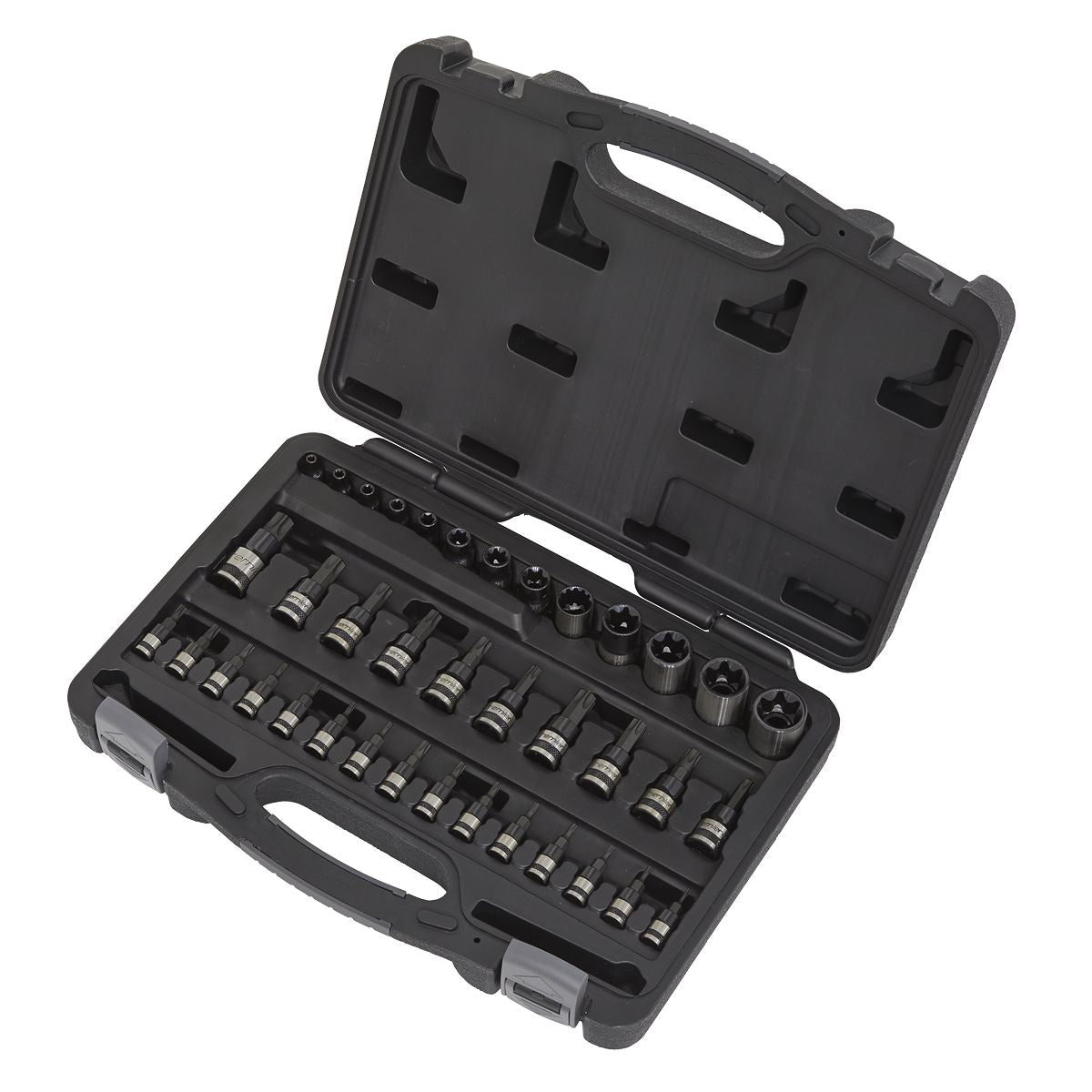 Sealey Premier Black TRX-Star* Socket & Security Socket Bit Set 1/4", 3/8" & 1/2"Sq Drive 38pc - Image 2