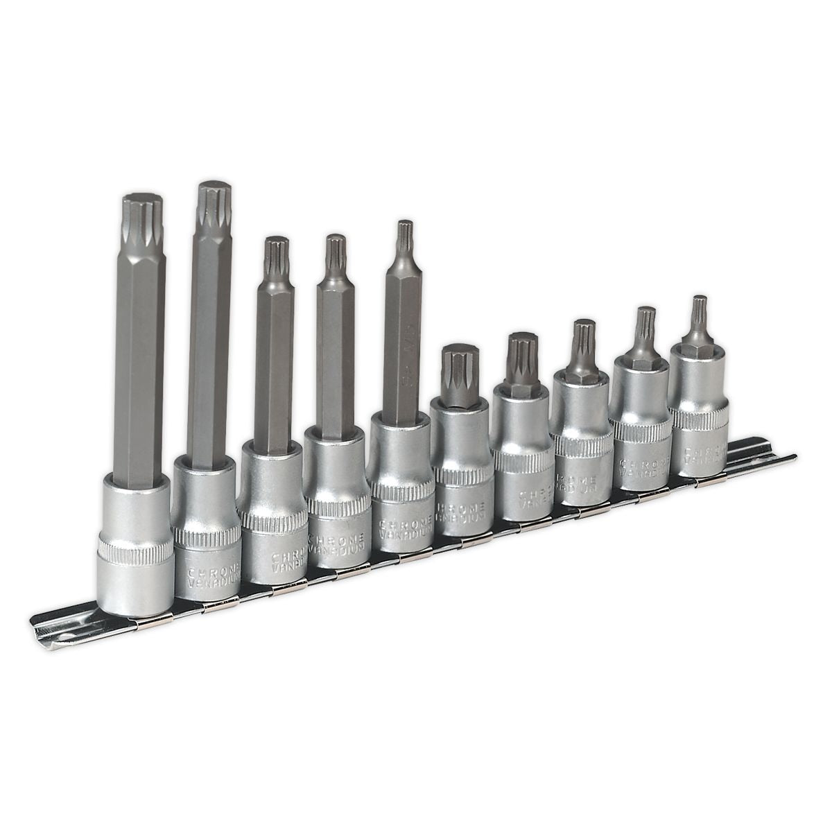 Sealey Premier Spline Socket Bit Set 1/2"Sq Drive 10pc - Image 1