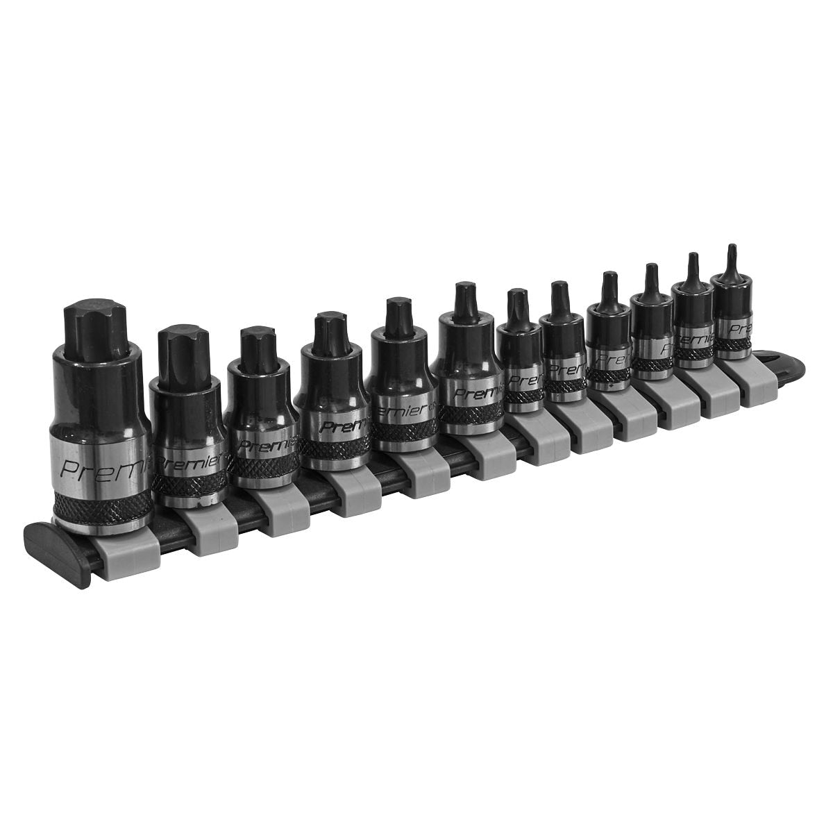 Sealey Premier Black Stubby TRX-Star* Socket Bit Set 1/4", 3/8" & 1/2"Sq Drive 12pc - Image 1
