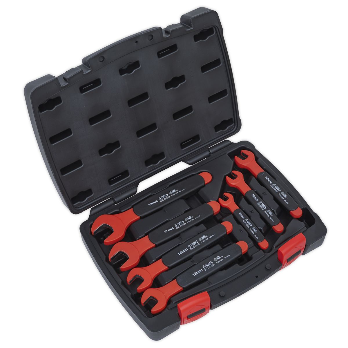 Sealey Premier Insulated Open-End Spanner Set 7pc - VDE Approved - Image 1
