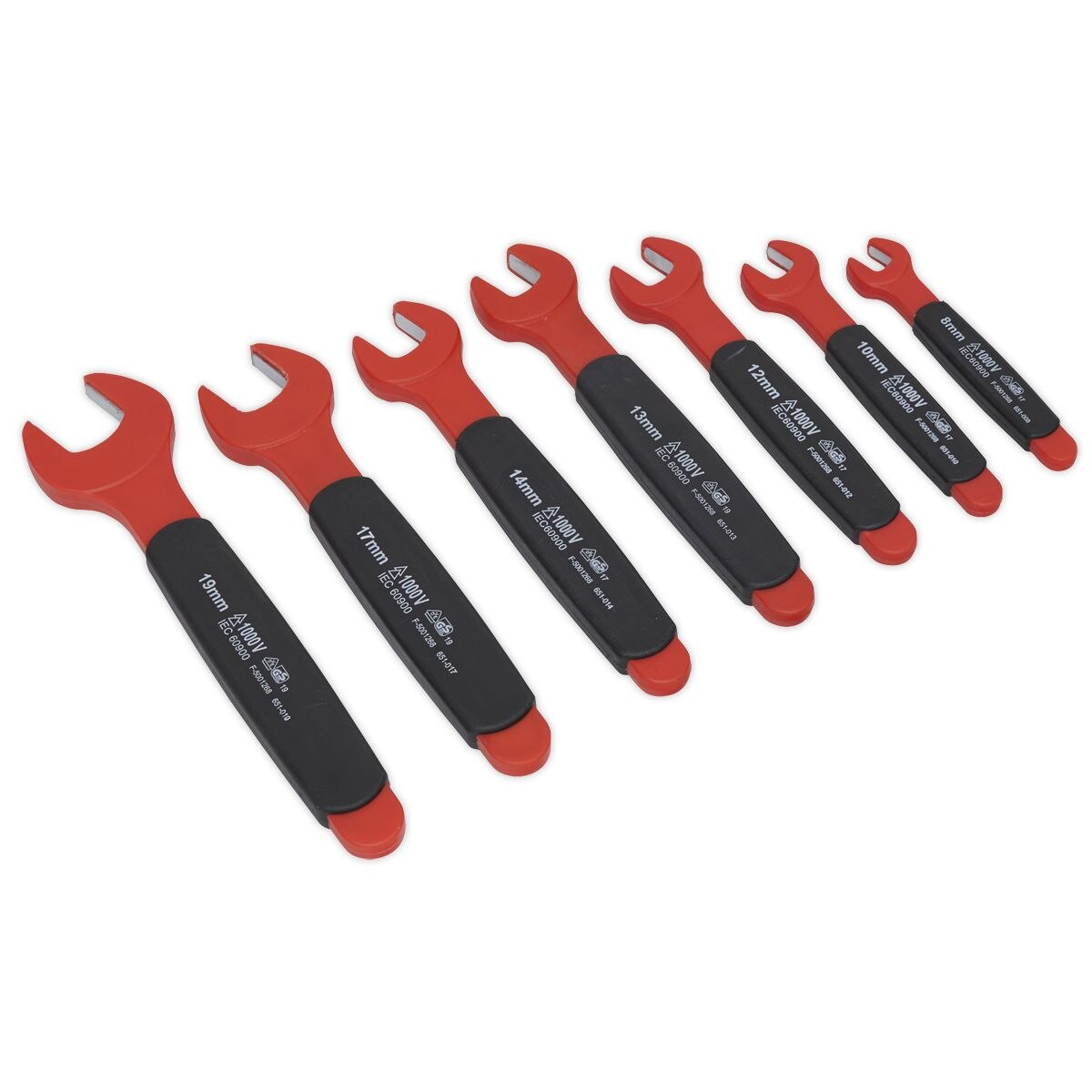 Sealey Premier Insulated Open-End Spanner Set 7pc - VDE Approved - Image 2
