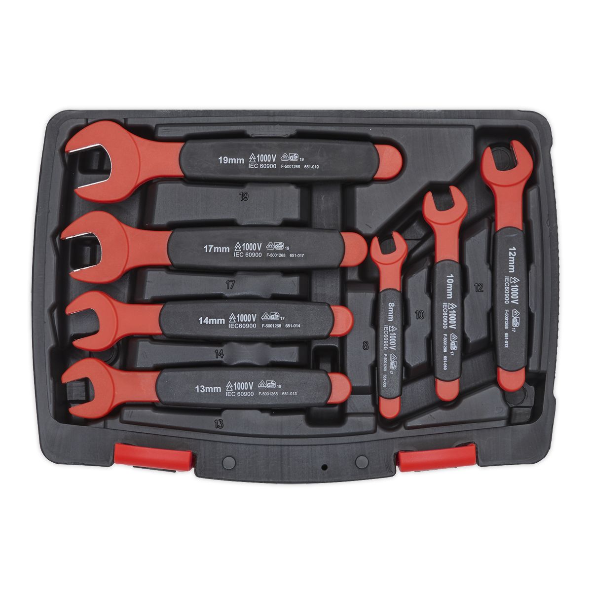 Sealey Premier Insulated Open-End Spanner Set 7pc - VDE Approved - Image 4