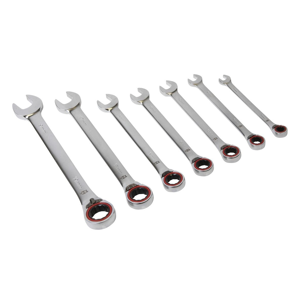 Sealey Premier Platinum Reversible Ratchet Combination Spanner Set 7pc - Image 4