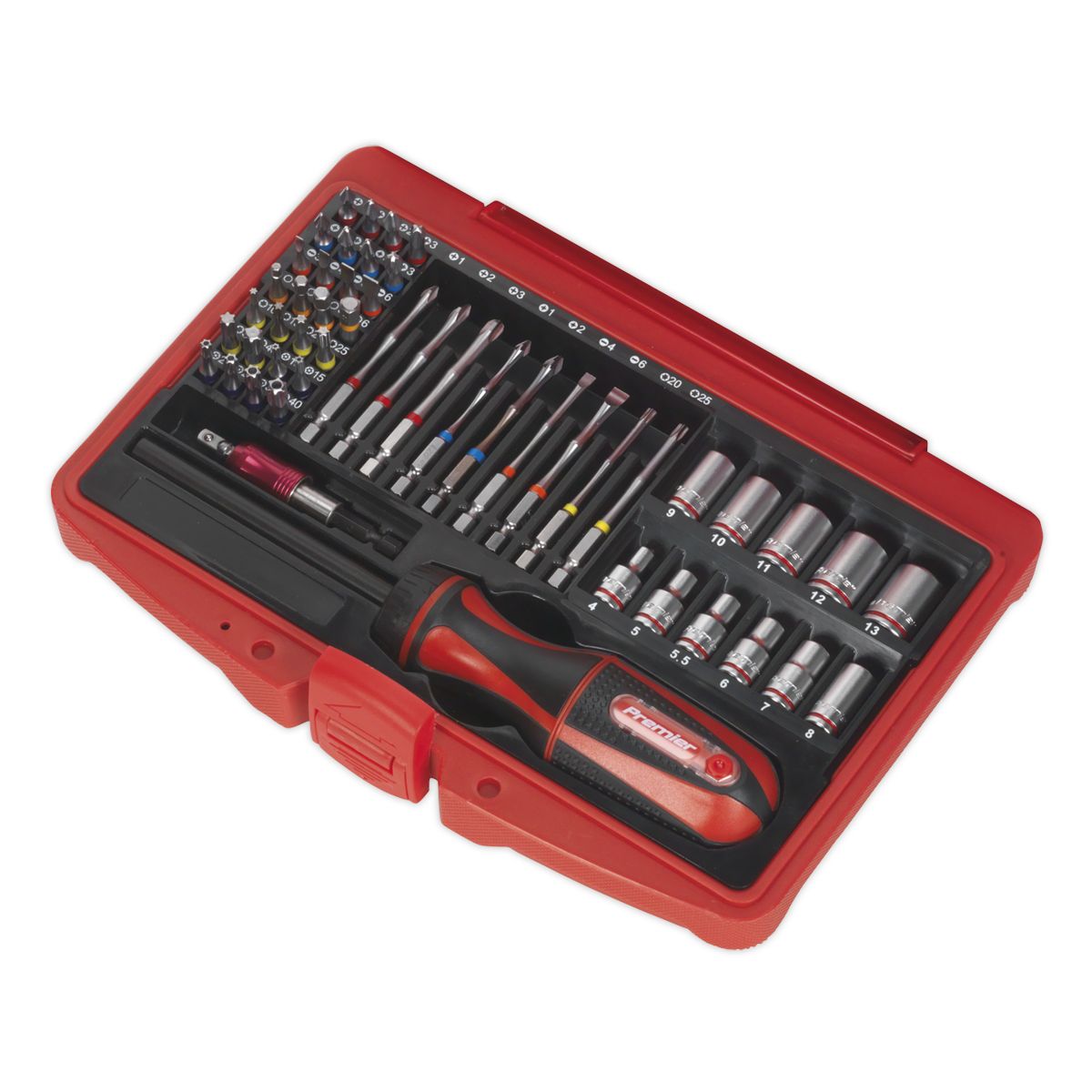 Sealey Premier Fine Tooth Ratchet Screwdriver & Accessory Set 51pc - Image 3