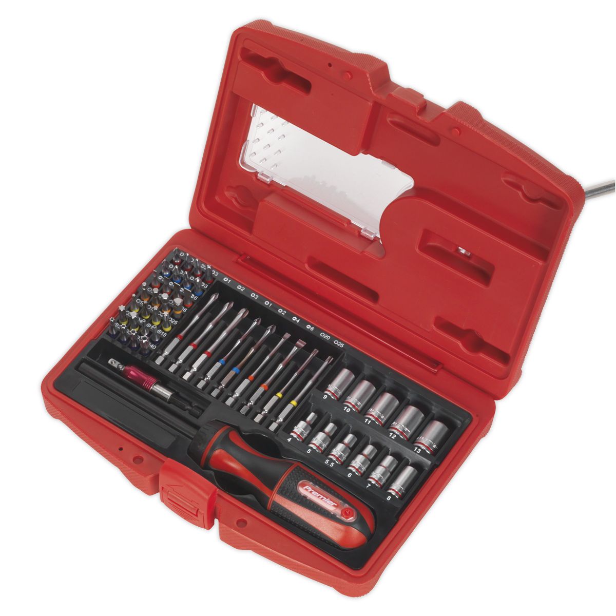 Sealey Premier Fine Tooth Ratchet Screwdriver & Accessory Set 51pc - Image 4