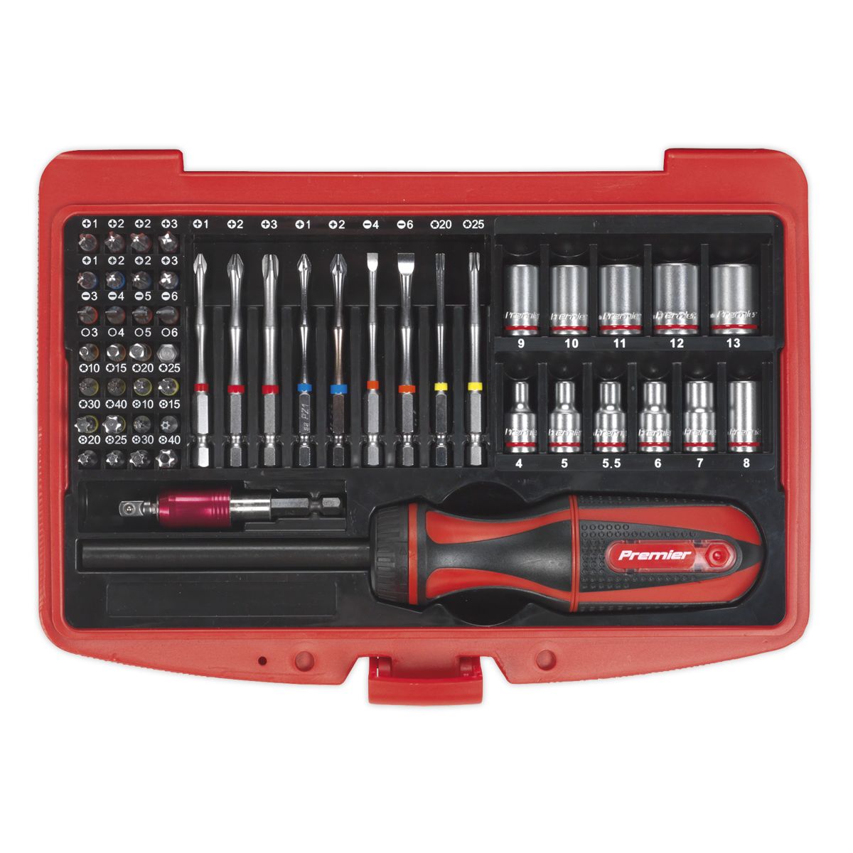 Sealey Premier Fine Tooth Ratchet Screwdriver & Accessory Set 51pc - Image 5