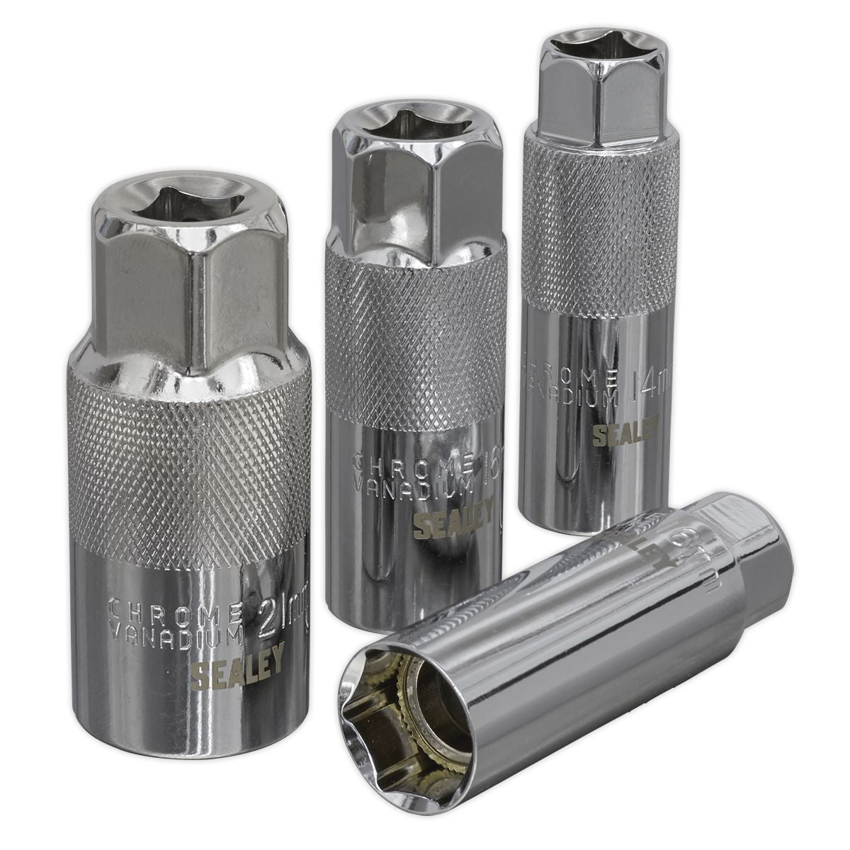 Sealey Magnetic Spark Plug Socket Set 3/8"Sq Drive 4pc - Image 3