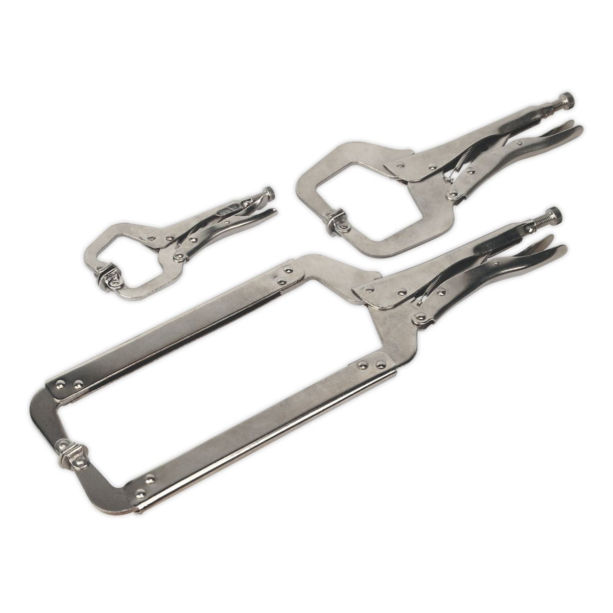 Sealey Premier Locking C-Clamp Set 3pc - Image 1