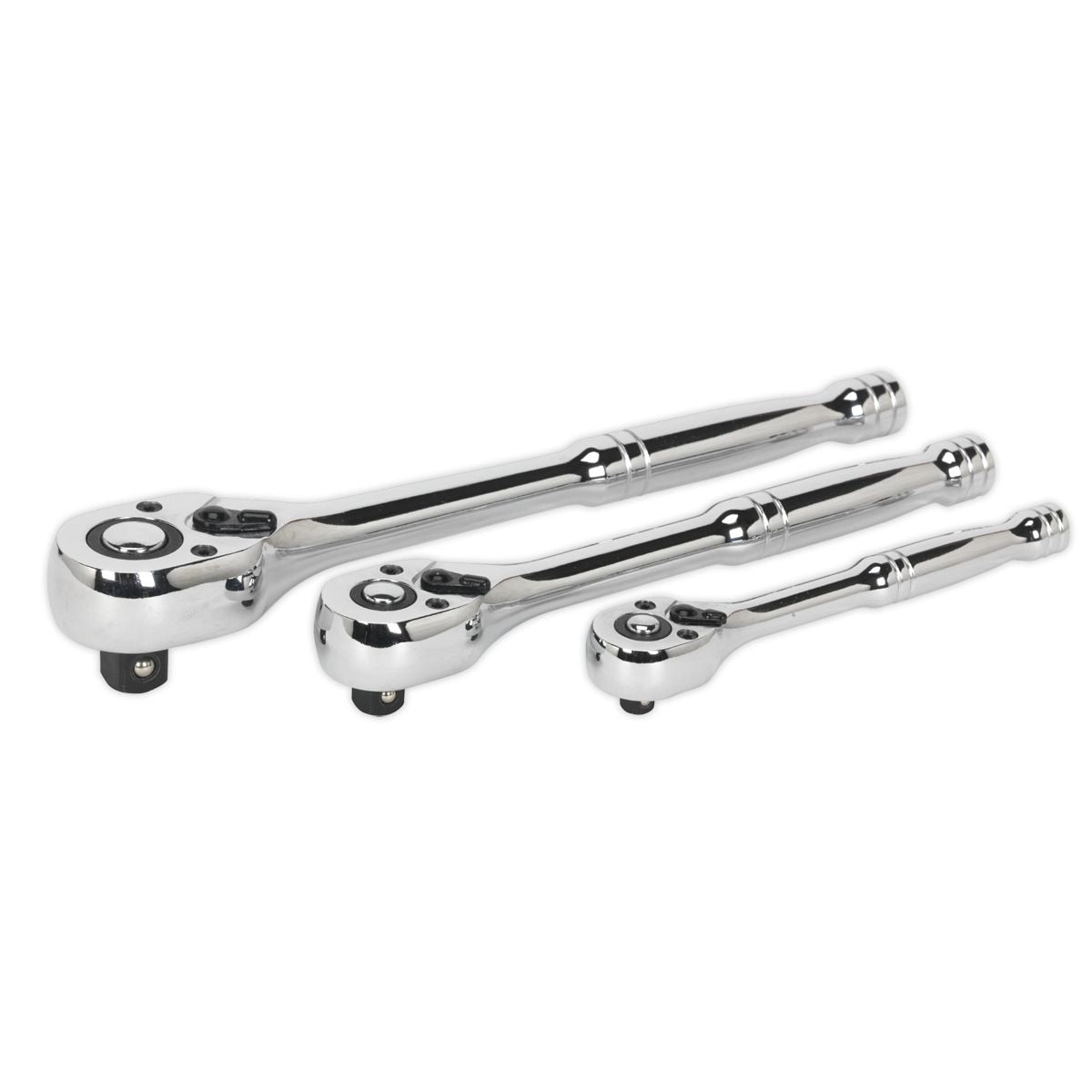 Sealey Premier Pear-Head Ratchet Wrench Set with Flip Reverse 3pc - Image 1