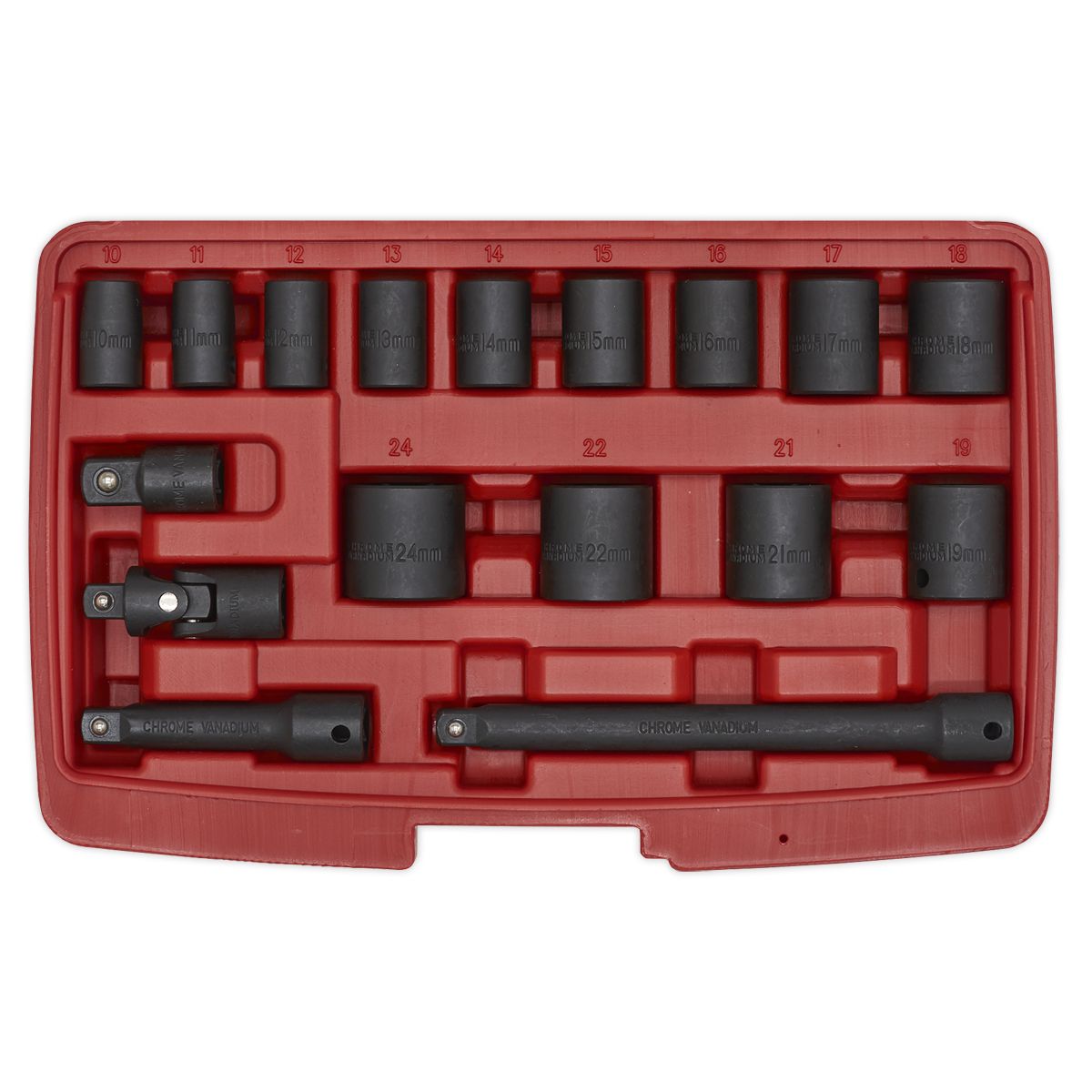 Sealey Premier Impact Socket Set 3/8"Sq Drive 17pc - Image 3