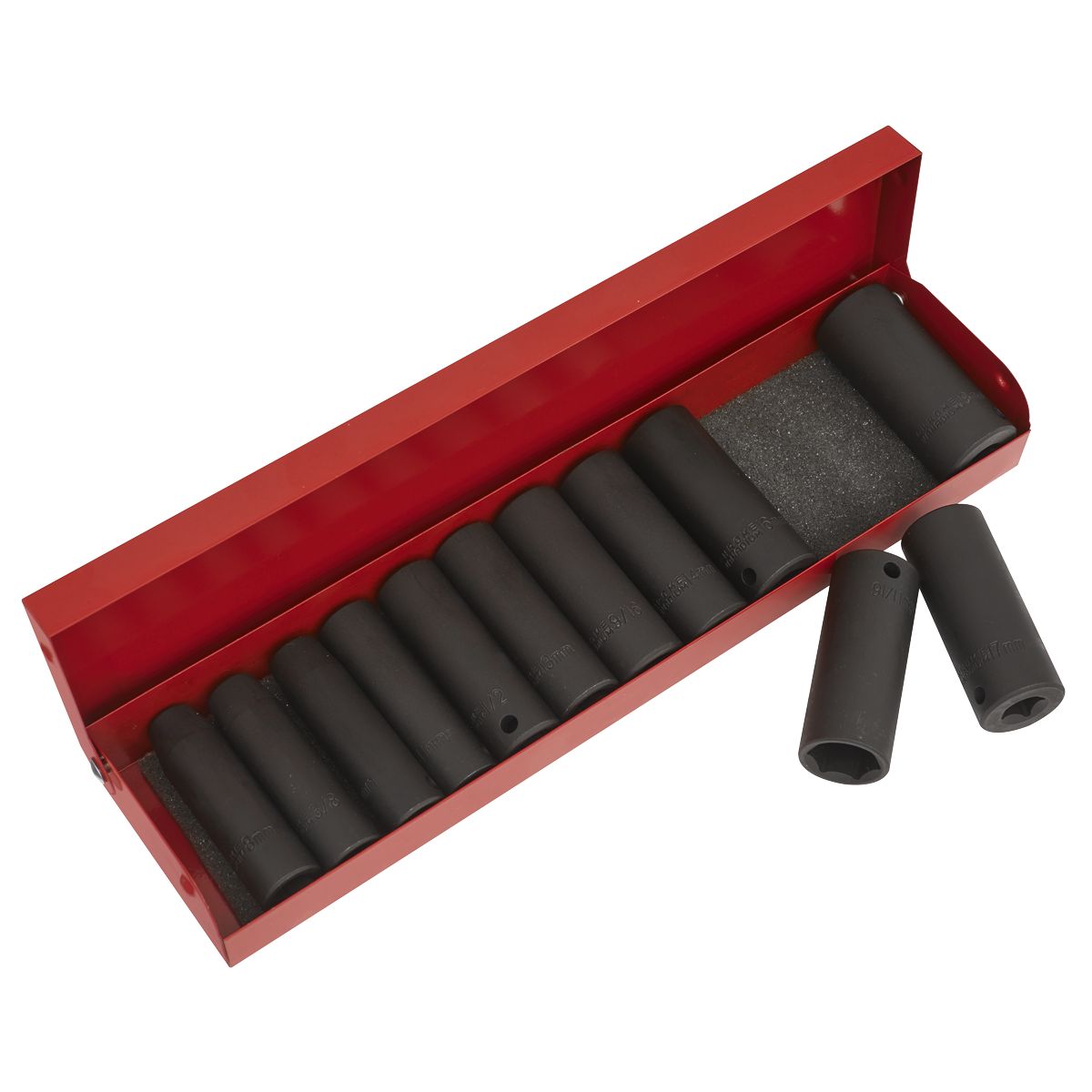 Sealey Premier Metric/Imperial Deep Impact Socket Set 3/8"Sq Drive 12pc - Image 1