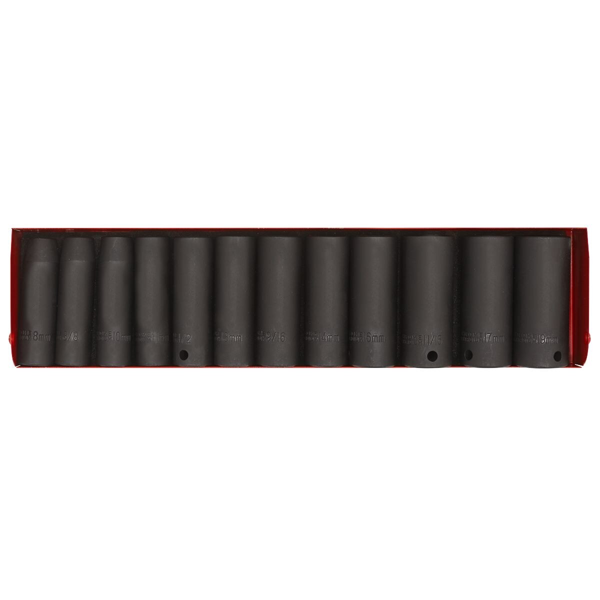 Sealey Premier Metric/Imperial Deep Impact Socket Set 3/8"Sq Drive 12pc - Image 3