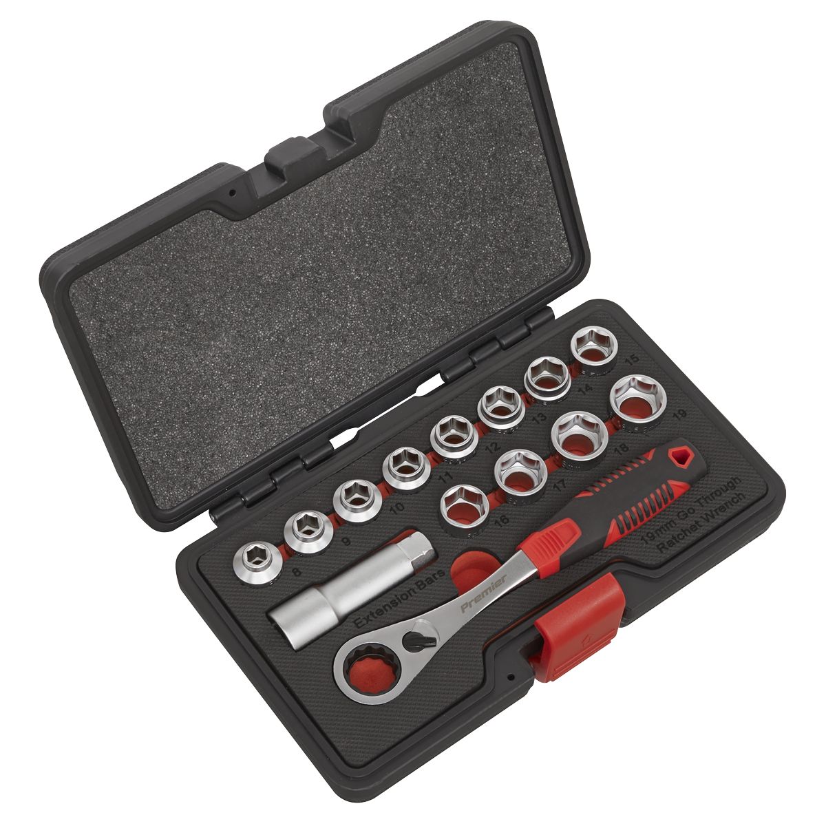 Sealey Premier Low Profile Go-Through Socket Set 14pc - Image 1