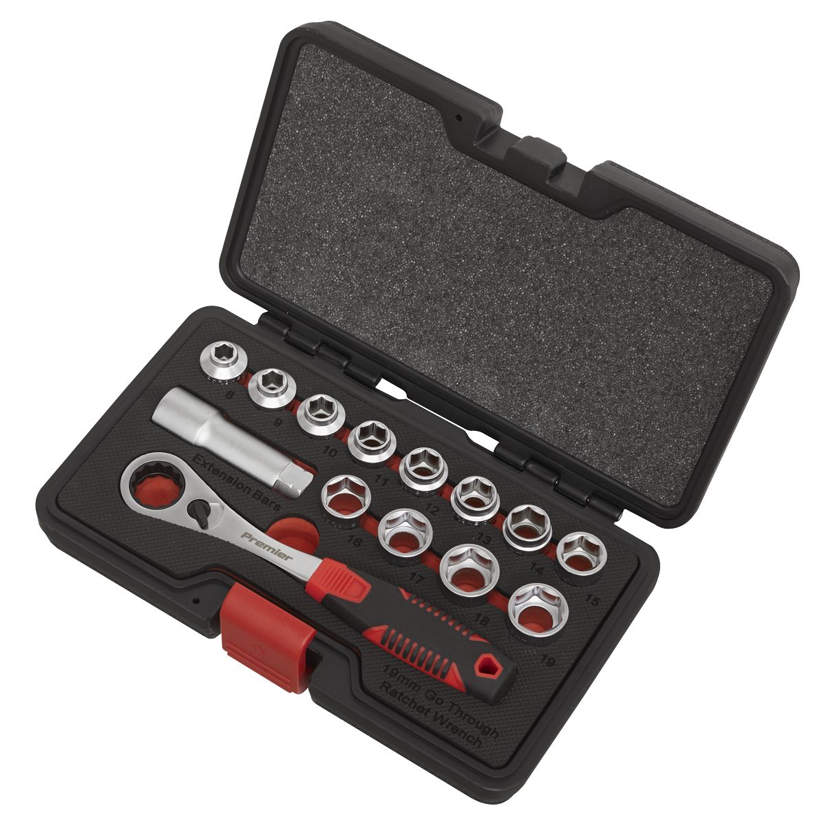 Sealey Premier Low Profile Go-Through Socket Set 14pc - Image 3