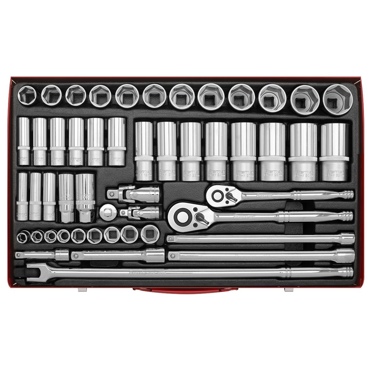 Sealey Premier Socket Set 3/8" & 1/2"Sq Drive 50pc - Image 4