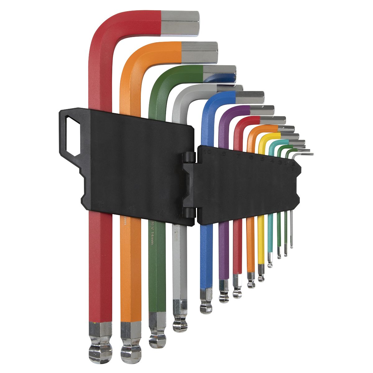 Sealey Premier Jumbo Colour-Coded Anti-Slip Ball-End Hex Key Set 13pc - Image 3