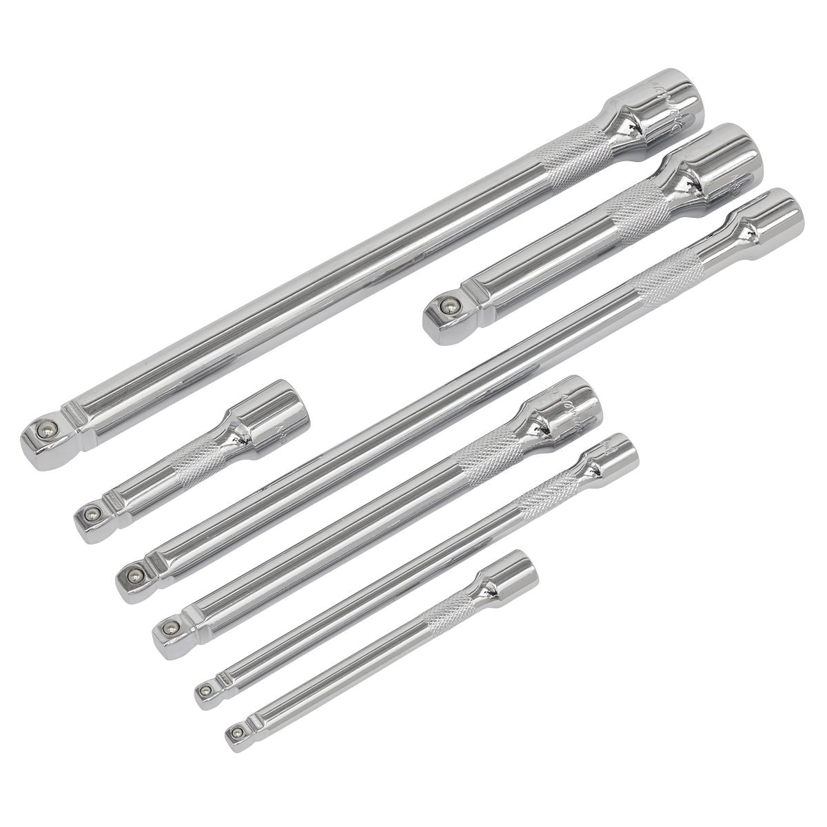 Sealey Premier Wobble/Rigid Extension Bar Set 1/4", 3/8" & 1/2"Sq Drive 7pc - Image 1