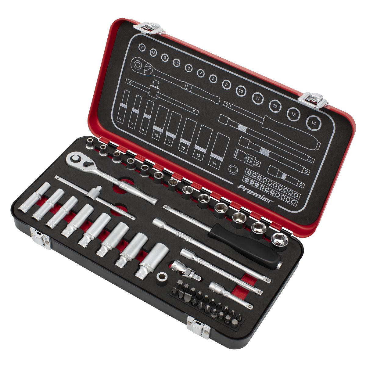 Sealey Premier Platinum Socket Set 1/4"Sq Drive 49pc - Image 3