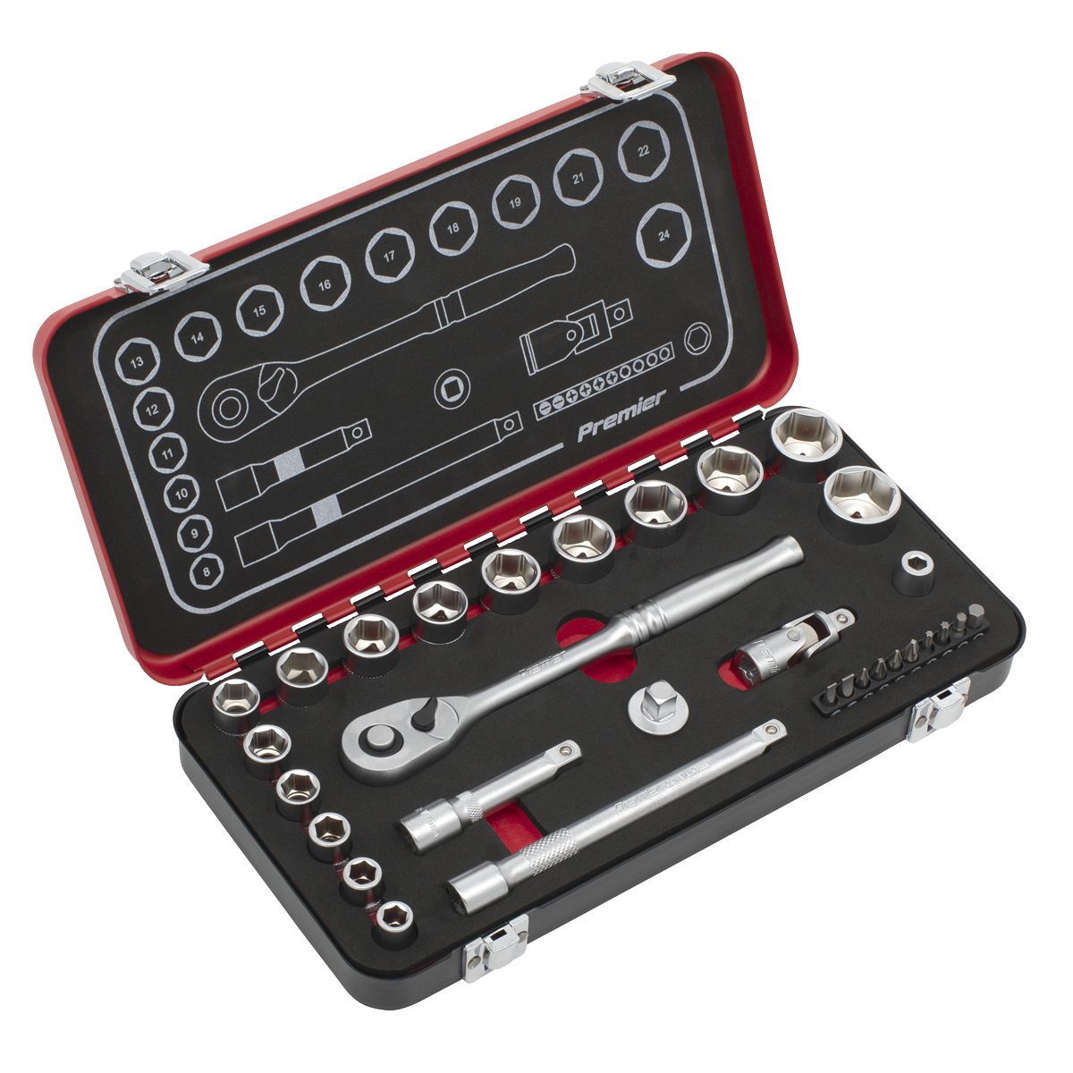 Sealey Premier Platinum Socket Set 3/8"Sq Drive 31pc - Image 1