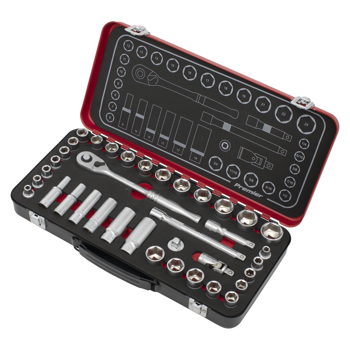 Sealey Premier Platinum Metric/Imperial Socket Set 3/8"Sq Drive 37pc - Image 3