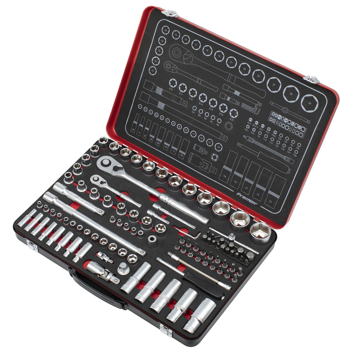 Sealey Premier Platinum Socket Set 1/4" & 1/2"Sq Drive 108pc - Image 5