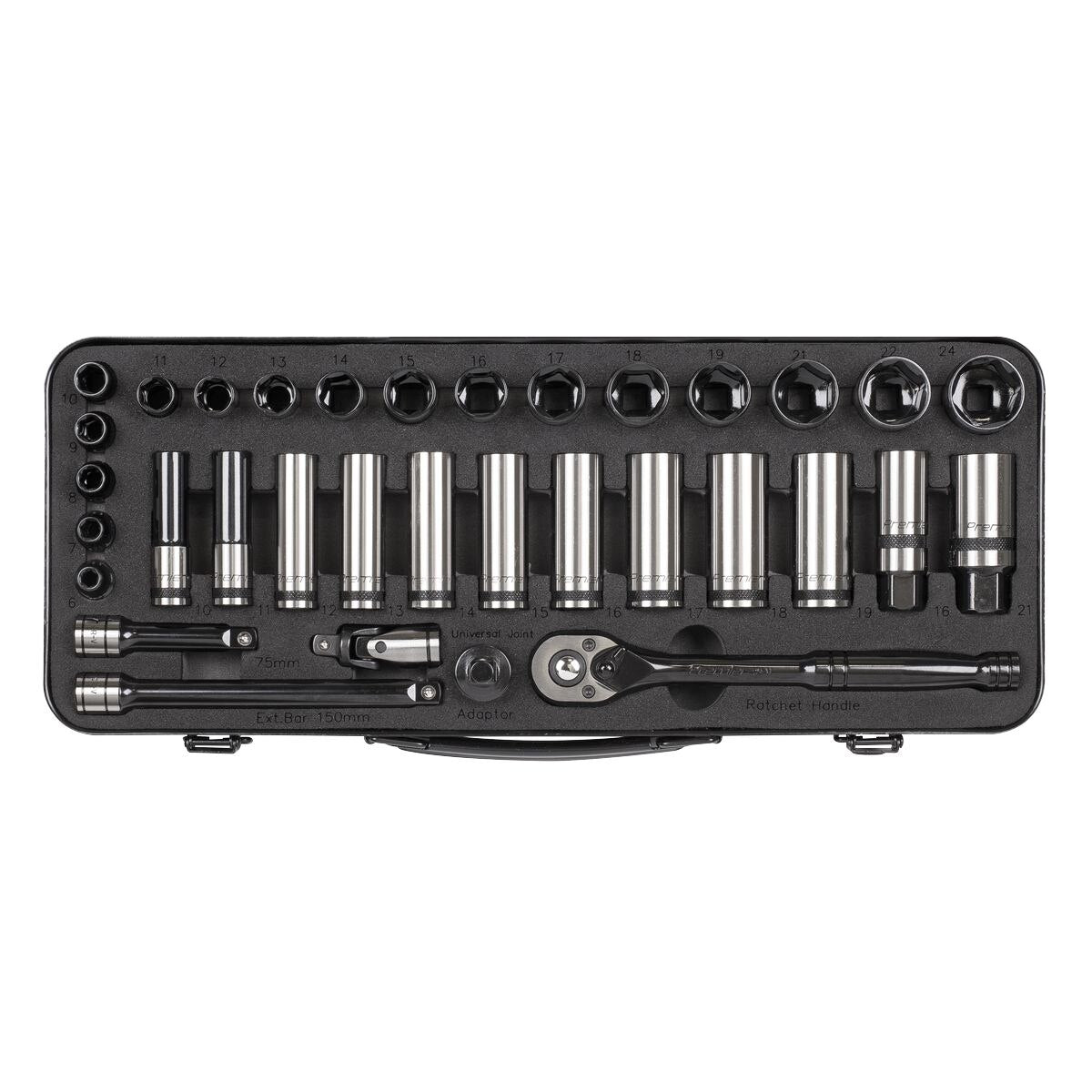 Sealey Premier Black Socket Set 3/8"Sq Drive 34pc - Image 3