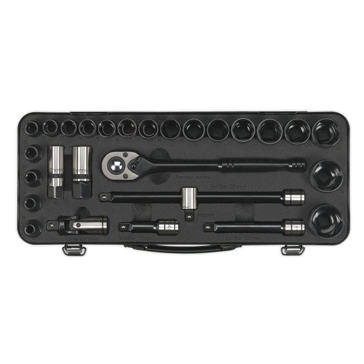 Sealey Premier Black Socket Set 1/2"Sq Drive 28pc - Image 8