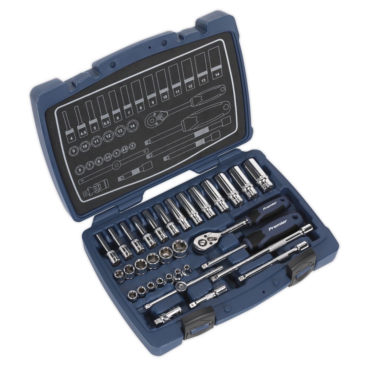 Sealey Premier Socket Set 1/4"Sq 33pc - Image 1