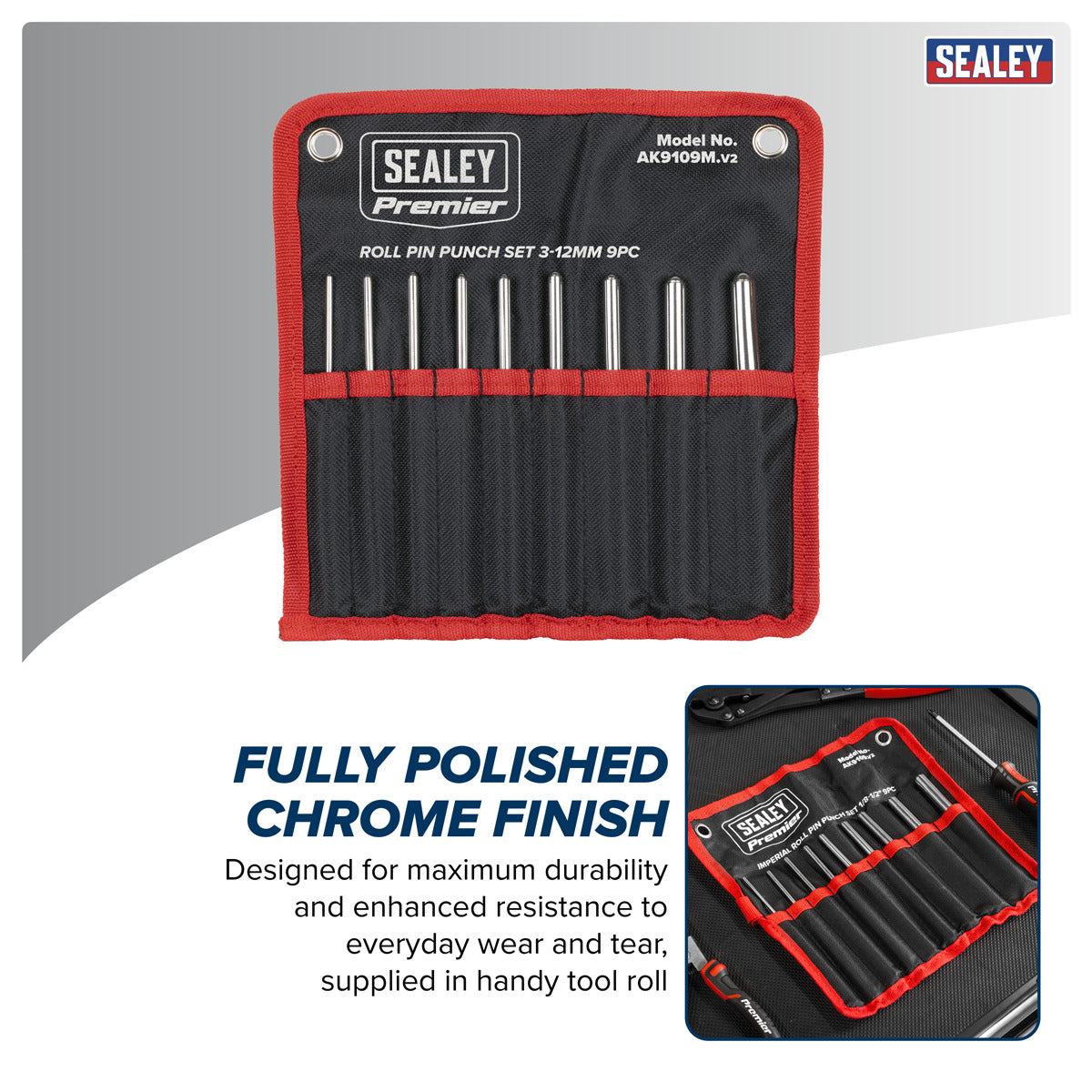 Premier Roll Pin Punch Set Imperial 1/8-1/2" 9pc AK9109