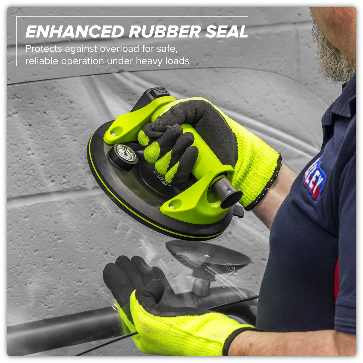Sealey Heavy Lift Suction Cup with Vacuum Grip Pressure Gauge AK9894