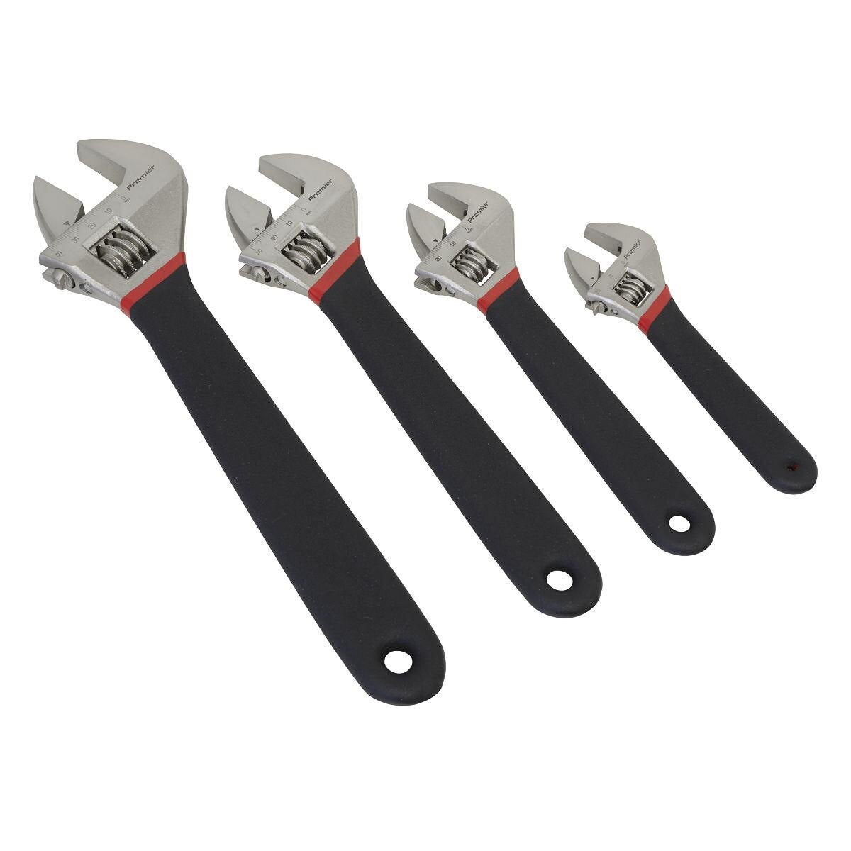 Sealey Premier Adjustable Wrench Set Ni-Fe Finish 4pc - Image 2