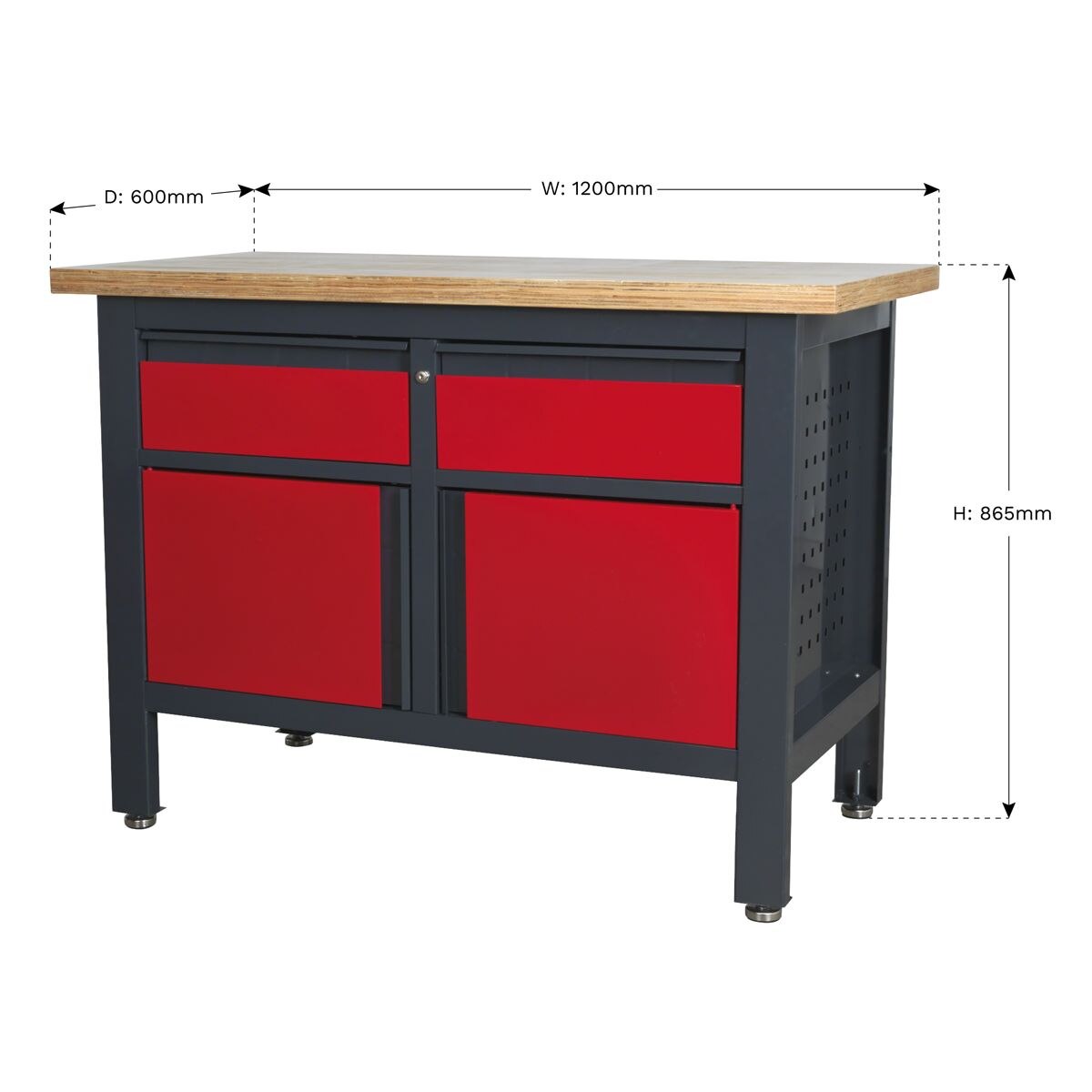 Sealey Workbench with 2 Drawers & 2 Cupboards - Image 6