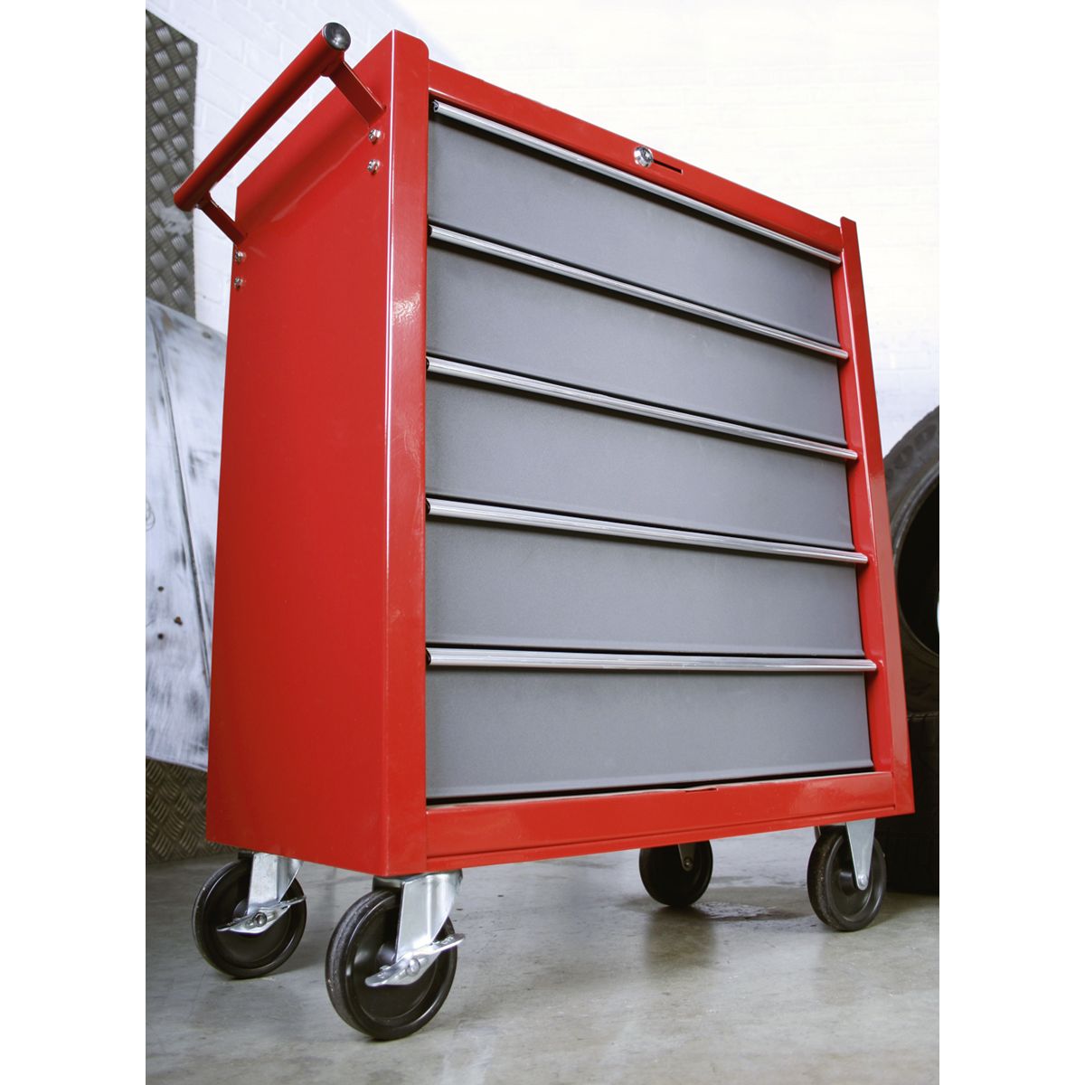 Sealey American PRO Rollcab 5 Drawer - Red/Grey - Image 6