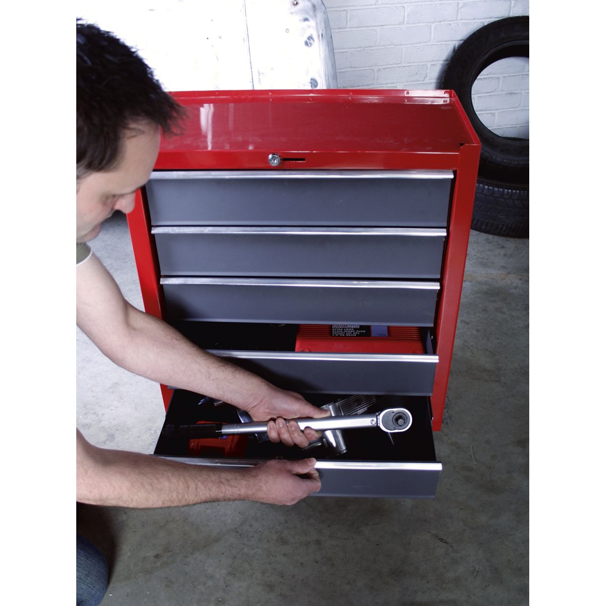 Sealey American PRO Rollcab 5 Drawer - Red/Grey - Image 9