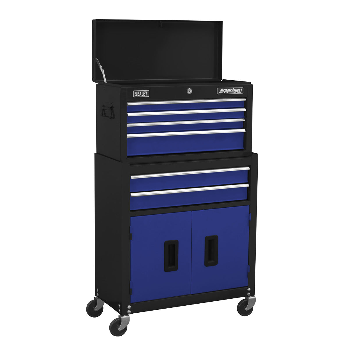 American PRO Topchest & Rollcab Combination 6 Drawer with 170pc Tool Kit - Blue/Black AP22BCOMBO