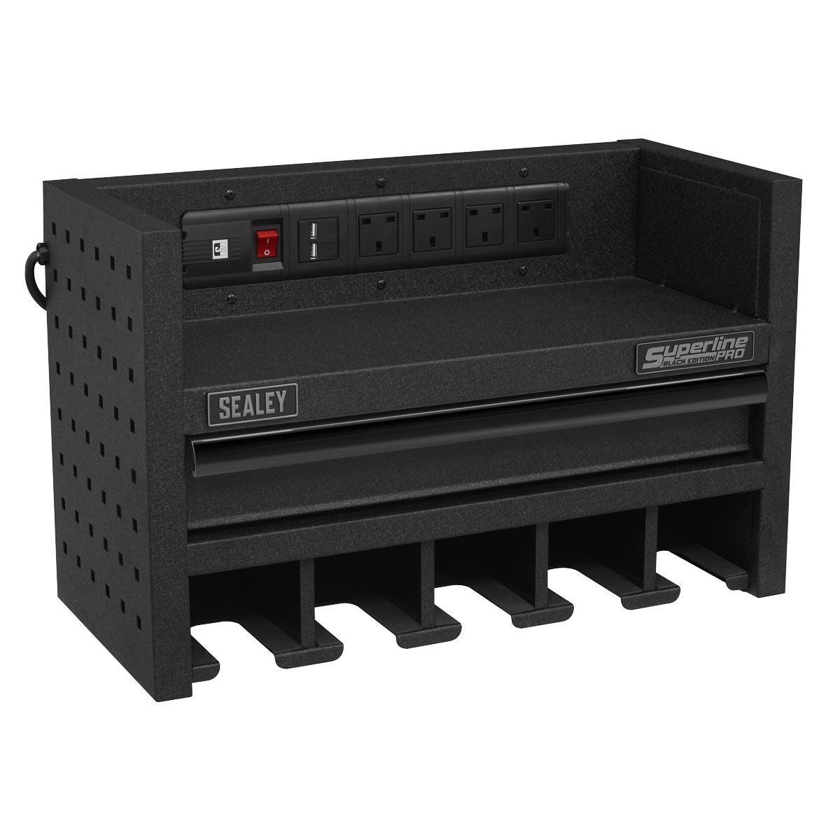 Sealey Superline PRO Power Tool Storage Rack with Drawer & Power Strip - Image 1