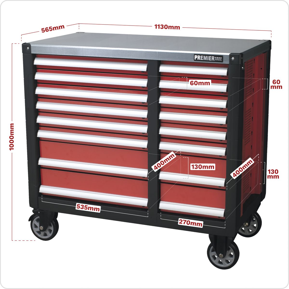 Sealey Premier Mobile Workstation 16 Drawer - Image 5