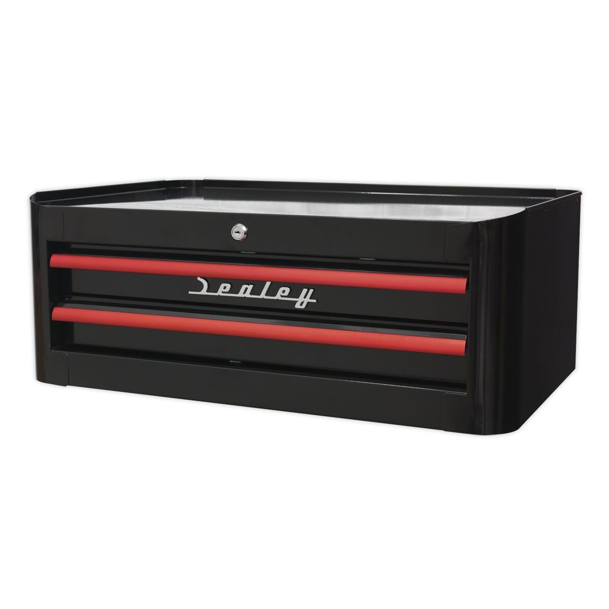 Sealey Premier Retro Style Mid-Box Tool Chest 2 Drawer - Black with Red Anodised Drawer Pulls - Image 3
