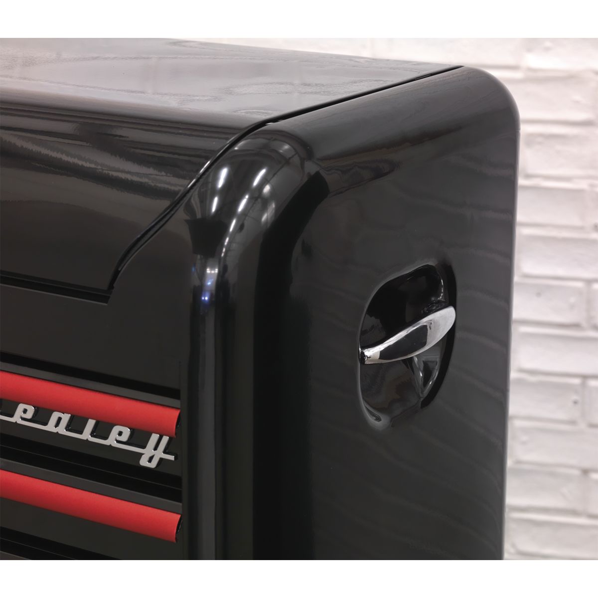 Sealey Premier Retro Style Topchest 4 Drawer - Black with Red Anodised Drawer Pulls - Image 4