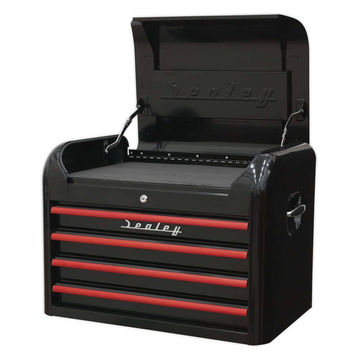 Sealey Premier Retro Style Topchest 4 Drawer - Black with Red Anodised Drawer Pulls - Image 7